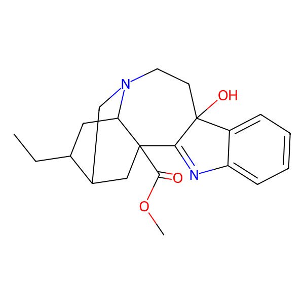 2D Structure of Methyl 16-ethyl-10-hydroxy-3,13-diazapentacyclo[13.3.1.02,10.04,9.013,18]nonadeca-2,4,6,8-tetraene-1-carboxylate