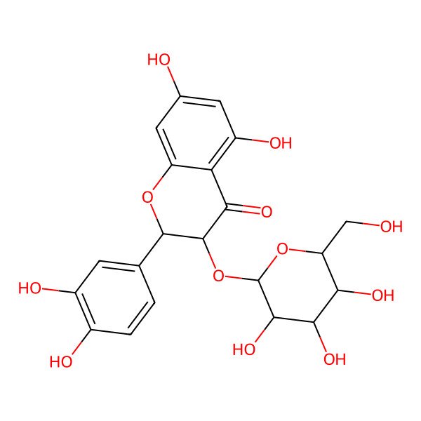 2D Structure of (2S,3S)-2-(3,4-dihydroxyphenyl)-5,7-dihydroxy-3-[(2S,3R,4R,5S,6R)-3,4,5-trihydroxy-6-(hydroxymethyl)oxan-2-yl]oxy-2,3-dihydrochromen-4-one