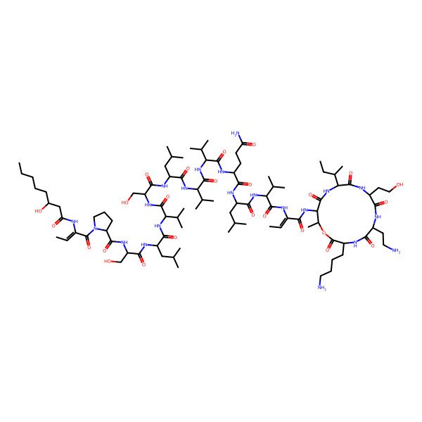 2D Structure of Unk-Abu(2,3-dehydro)-Pro-D-Ser-D-Leu-D-Val-D-Ser-D-Leu-D-Val-Val-D-Gln-Leu-D-Val-Abu(2,3-dehydro)-D-aThr(1)-Ile-Hse-D-Dab-Lys-(1)