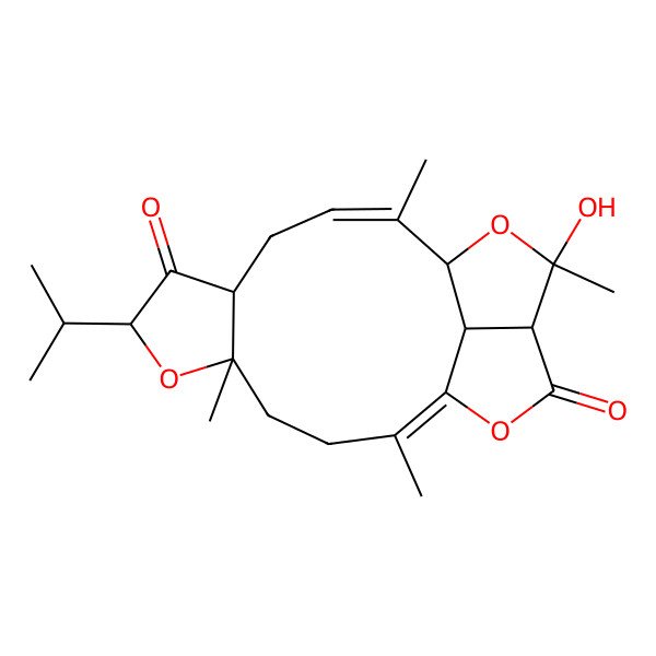 2D Structure of (1E,5R,7R,9S,11Z,13S,15R,16S,19R)-15-hydroxy-2,5,12,15-tetramethyl-7-propan-2-yl-6,14,18-trioxatetracyclo[11.5.1.05,9.016,19]nonadeca-1,11-diene-8,17-dione