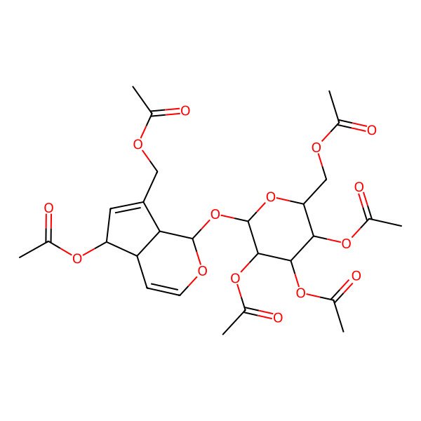 2D Structure of [(2R,3R,4S,5R,6S)-6-[[(1S,4aR,5S,7aS)-5-acetyloxy-7-(acetyloxymethyl)-1,4a,5,7a-tetrahydrocyclopenta[c]pyran-1-yl]oxy]-3,4,5-triacetyloxyoxan-2-yl]methyl acetate