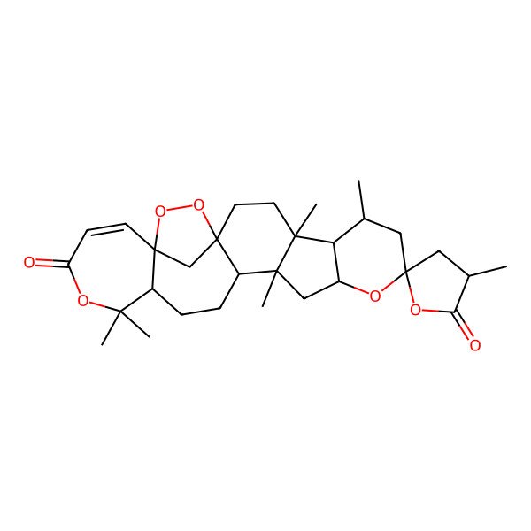 2D Structure of 3',4,6,12,17,17-Hexamethylspiro[9,18,23,24-tetraoxahexacyclo[20.2.1.01,13.04,12.05,10.016,22]pentacos-20-ene-8,5'-oxolane]-2',19-dione