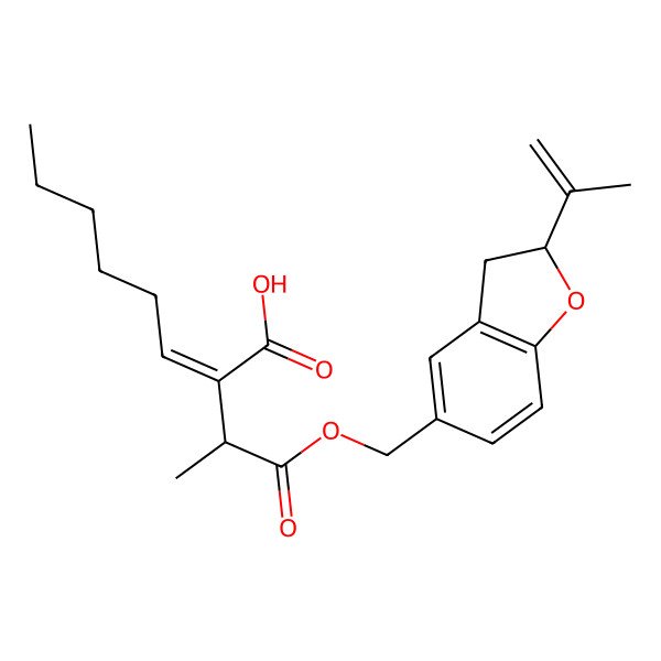 2D Structure of (Z)-2-[(2S)-1-oxo-1-[[(2S)-2-prop-1-en-2-yl-2,3-dihydro-1-benzofuran-5-yl]methoxy]propan-2-yl]oct-2-enoic acid