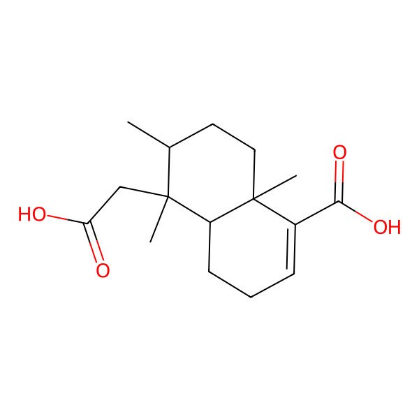 2D Structure of (4aR,5S,6R,8aR)-5-(carboxymethyl)-5,6,8a-trimethyl-3,4,4a,6,7,8-hexahydronaphthalene-1-carboxylic acid