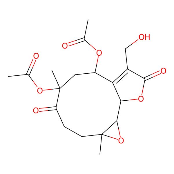 2D Structure of [(1S,2R,4R,8R,10S)-8-acetyloxy-12-(hydroxymethyl)-4,8-dimethyl-7,13-dioxo-3,14-dioxatricyclo[9.3.0.02,4]tetradec-11-en-10-yl] acetate