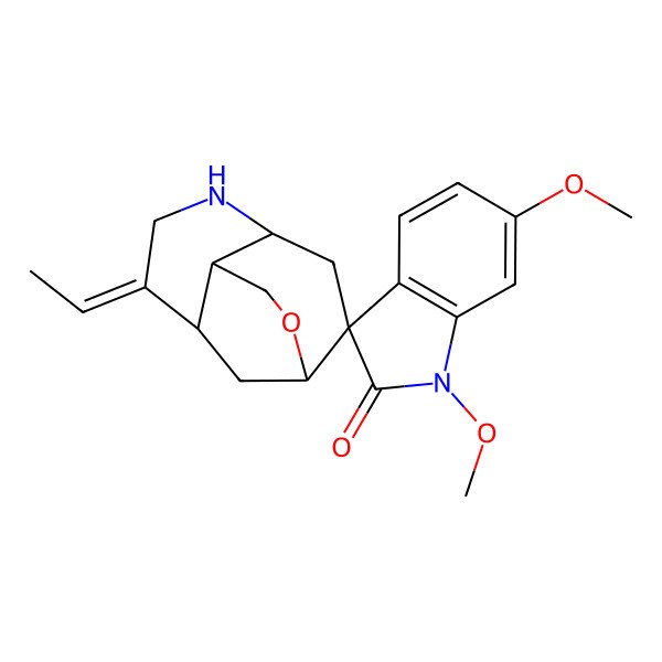 2D Structure of (1R,2S,4S,8R,9S)-7-ethylidene-1',6'-dimethoxyspiro[11-oxa-5-azatricyclo[6.3.1.04,9]dodecane-2,3'-indole]-2'-one