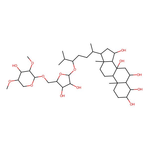 2D Structure of 17-[5-[3,4-Dihydroxy-5-[(4-hydroxy-3,5-dimethoxyoxan-2-yl)oxymethyl]oxolan-2-yl]oxy-6-methylheptan-2-yl]-10,13-dimethyl-1,2,3,4,5,6,7,9,11,12,14,15,16,17-tetradecahydrocyclopenta[a]phenanthrene-3,4,6,8,15-pentol