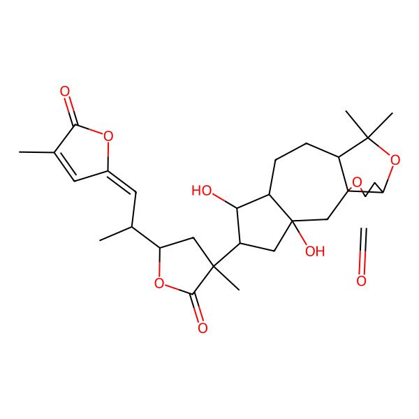 2D Structure of 3,6-Dihydroxy-11,11-dimethyl-5-[3-methyl-5-[1-(4-methyl-5-oxofuran-2-ylidene)propan-2-yl]-2-oxooxolan-3-yl]-12,16-dioxatetracyclo[8.6.0.01,13.03,7]hexadecan-15-one