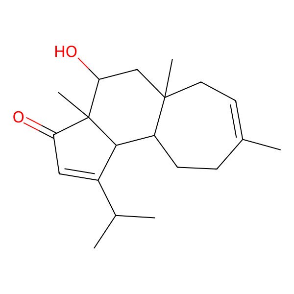 2D Structure of (3aR,4S,5aR,10aR,10bS)-4-hydroxy-3a,5a,8-trimethyl-1-propan-2-yl-5,6,9,10,10a,10b-hexahydro-4H-cyclohepta[e]inden-3-one
