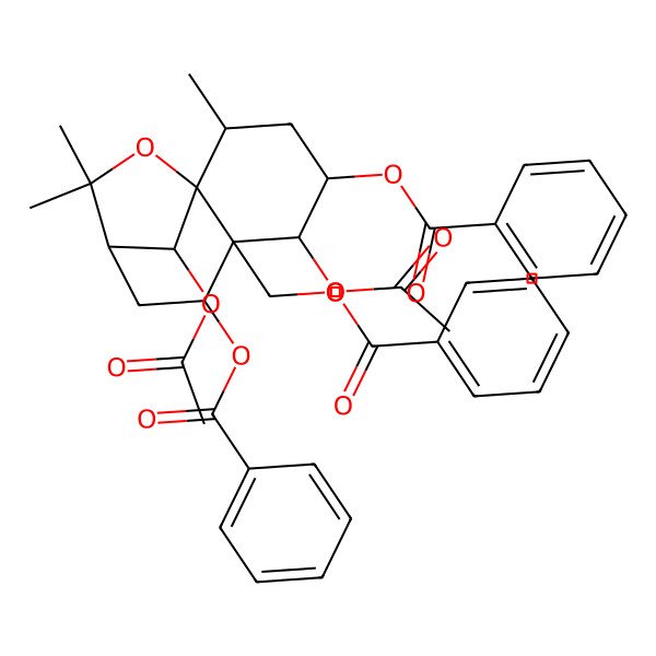 2D Structure of [(1S,2S,4S,5S,6R,7R,9R,12S)-5,12-diacetyloxy-4,7-dibenzoyloxy-2,10,10-trimethyl-11-oxatricyclo[7.2.1.01,6]dodecan-6-yl]methyl benzoate