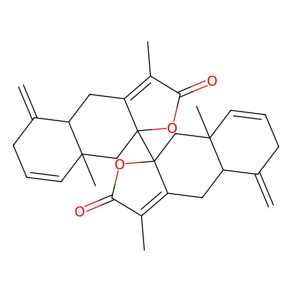 2D Structure of 9a-(3,8a-Dimethyl-5-methylidene-2-oxo-4,4a,6,9-tetrahydrobenzo[f][1]benzofuran-9a-yl)-3,8a-dimethyl-5-methylidene-4,4a,6,9-tetrahydrobenzo[f][1]benzofuran-2-one