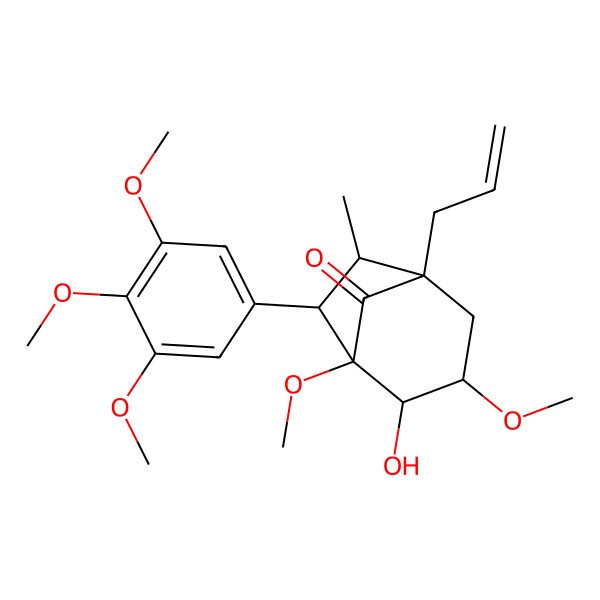 2D Structure of (1R,2R,3R,5S,6S,7R)-2-hydroxy-1,3-dimethoxy-6-methyl-5-prop-2-enyl-7-(3,4,5-trimethoxyphenyl)bicyclo[3.2.1]octan-8-one