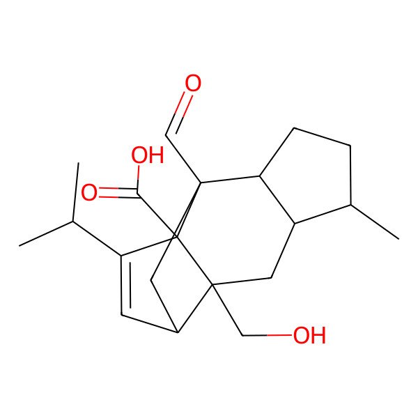 2D Structure of 9-Formyl-2-(hydroxymethyl)-5-methyl-13-propan-2-yltetracyclo[7.4.0.02,11.04,8]tridec-12-ene-1-carboxylic acid