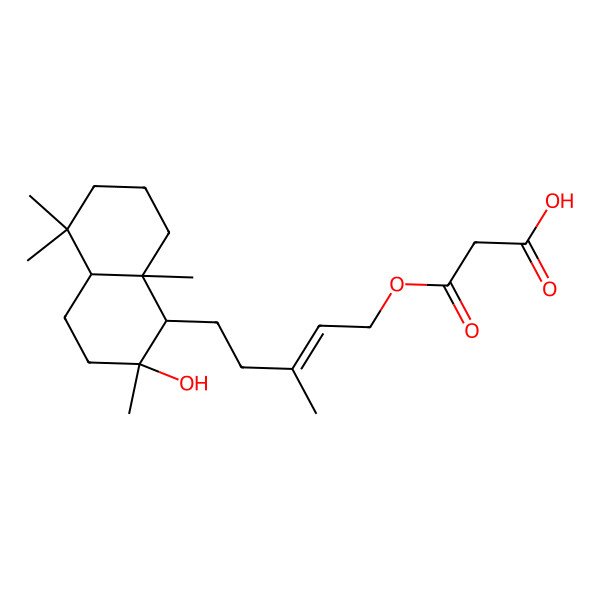 2D Structure of 3-[5-(2-hydroxy-2,5,5,8a-tetramethyl-3,4,4a,6,7,8-hexahydro-1H-naphthalen-1-yl)-3-methylpent-2-enoxy]-3-oxopropanoic acid