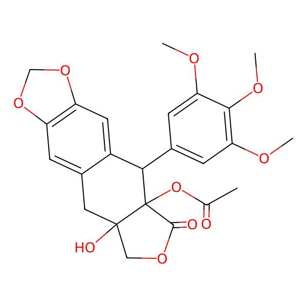 2D Structure of [8a-hydroxy-6-oxo-5-(3,4,5-trimethoxyphenyl)-8,9-dihydro-5H-[2]benzofuro[6,5-f][1,3]benzodioxol-5a-yl] acetate