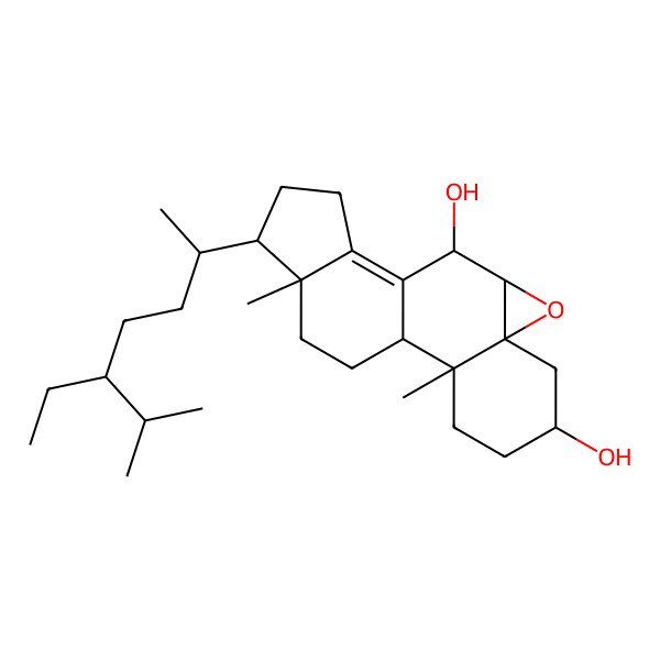 2D Structure of (1S,2R,5S,7R,9S,10S,15R,16R)-15-[(2R,5R)-5-ethyl-6-methylheptan-2-yl]-2,16-dimethyl-8-oxapentacyclo[9.7.0.02,7.07,9.012,16]octadec-11-ene-5,10-diol