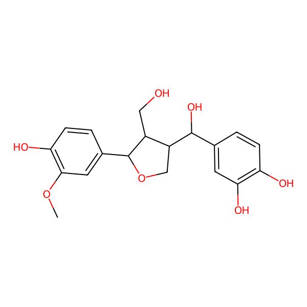 2D Structure of 4-[(R)-hydroxy-[(3S,4R,5S)-5-(4-hydroxy-3-methoxyphenyl)-4-(hydroxymethyl)oxolan-3-yl]methyl]benzene-1,2-diol