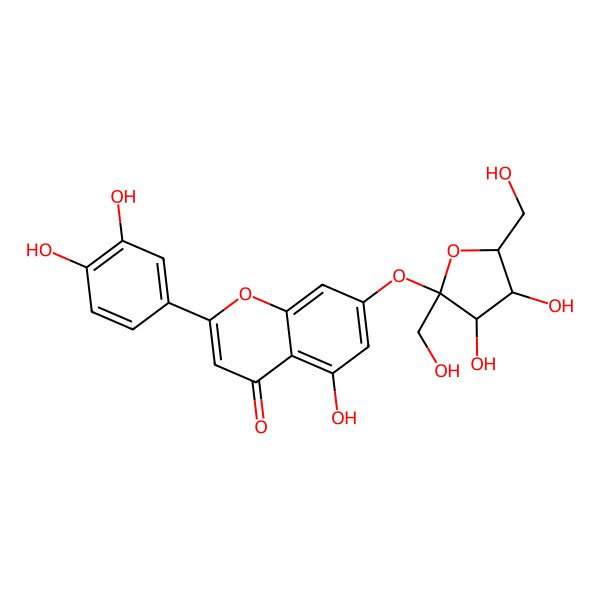 2D Structure of 7-[(2S,3R,4R,5R)-3,4-dihydroxy-2,5-bis(hydroxymethyl)oxolan-2-yl]oxy-2-(3,4-dihydroxyphenyl)-5-hydroxychromen-4-one