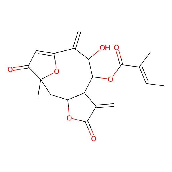 2D Structure of [(1R,3S,7R,8S,9S)-9-hydroxy-1-methyl-6,10-dimethylidene-5,13-dioxo-4,14-dioxatricyclo[9.2.1.03,7]tetradec-11-en-8-yl] (Z)-2-methylbut-2-enoate
