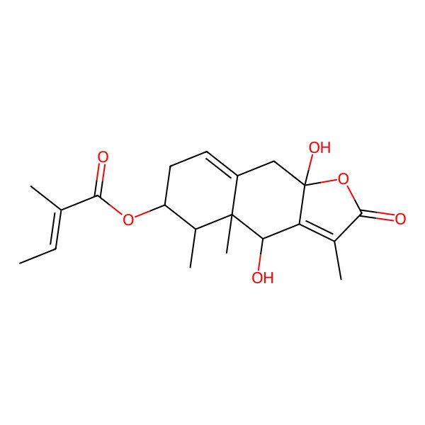 2D Structure of (4,9a-dihydroxy-3,4a,5-trimethyl-2-oxo-5,6,7,9-tetrahydro-4H-benzo[f][1]benzofuran-6-yl) 2-methylbut-2-enoate
