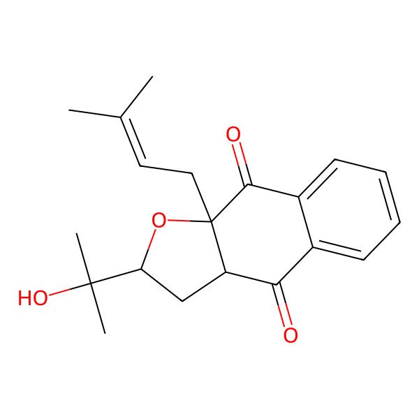 2D Structure of (2S,3aR,9aS)-2-(2-hydroxypropan-2-yl)-9a-(3-methylbut-2-enyl)-3,3a-dihydro-2H-benzo[f][1]benzofuran-4,9-dione