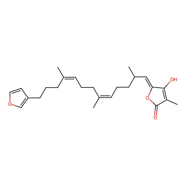 2D Structure of (5Z)-5-[(2R,5Z,9Z)-13-(furan-3-yl)-2,6,10-trimethyltrideca-5,9-dienylidene]-4-hydroxy-3-methylfuran-2-one