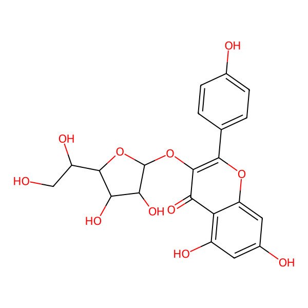 2D Structure of 3-[5-(1,2-Dihydroxyethyl)-3,4-dihydroxyoxolan-2-yl]oxy-5,7-dihydroxy-2-(4-hydroxyphenyl)chromen-4-one