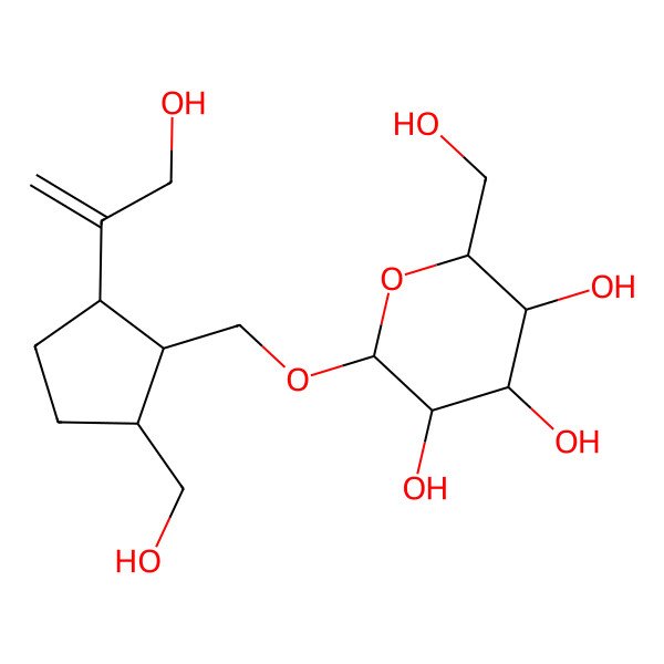 2D Structure of 2-(Hydroxymethyl)-6-[[2-(hydroxymethyl)-5-(3-hydroxyprop-1-en-2-yl)cyclopentyl]methoxy]oxane-3,4,5-triol