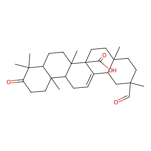 2D Structure of 2-formyl-2,4a,6b,9,9,12a-hexamethyl-10-oxo-3,4,5,6,6a,7,8,8a,11,12,13,14b-dodecahydro-1H-picene-6a-carboxylic acid