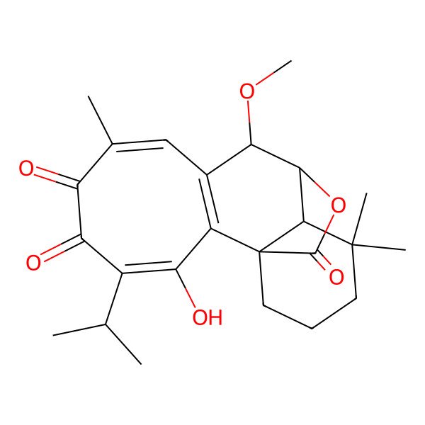 2D Structure of 3-Hydroxy-10-methoxy-7,13,13-trimethyl-4-propan-2-yl-18-oxatetracyclo[9.5.2.01,12.02,9]octadeca-2(9),3,7-triene-5,6,17-trione