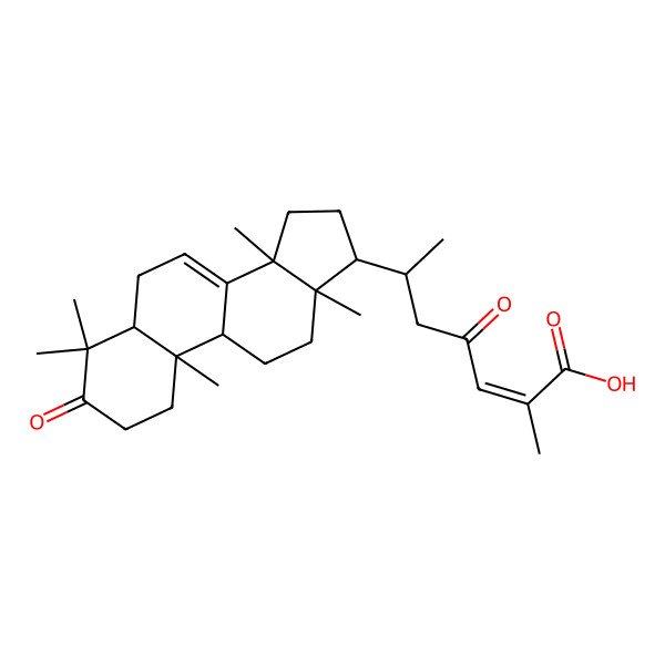 2D Structure of 2-Methyl-4-oxo-6-(4,4,10,13,14-pentamethyl-3-oxo-1,2,5,6,9,11,12,15,16,17-decahydrocyclopenta[a]phenanthren-17-yl)hept-2-enoic acid