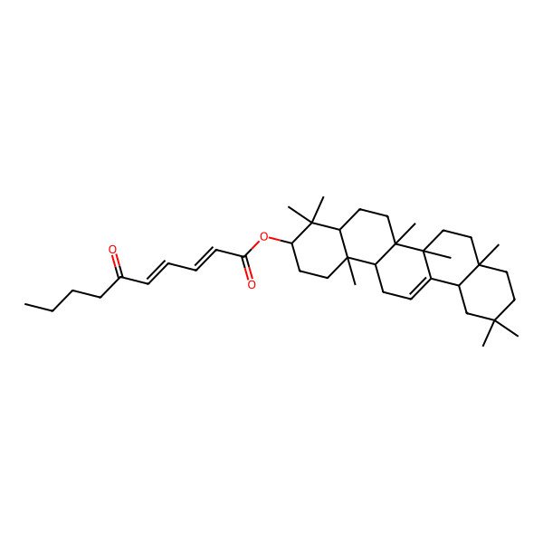 2D Structure of [(3S,4aR,6aR,6bS,8aR,12aR,14aR,14bR)-4,4,6a,6b,8a,11,11,14b-octamethyl-1,2,3,4a,5,6,7,8,9,10,12,12a,14,14a-tetradecahydropicen-3-yl] (2E,4E)-6-oxodeca-2,4-dienoate