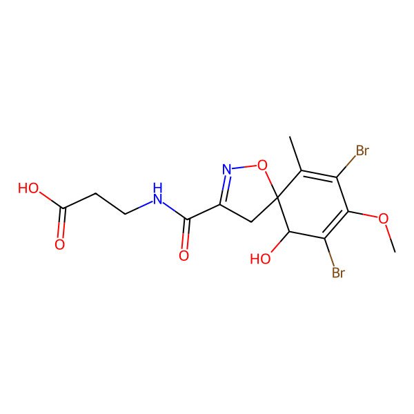 2D Structure of 3-[[(5S,10R)-7,9-dibromo-10-hydroxy-8-methoxy-6-methyl-1-oxa-2-azaspiro[4.5]deca-2,6,8-triene-3-carbonyl]amino]propanoic acid