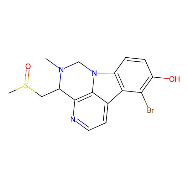 2D Structure of 11-Bromo-3-methyl-4-(methylsulfinylmethyl)-1,3,6-triazatetracyclo[7.6.1.05,16.010,15]hexadeca-5,7,9(16),10(15),11,13-hexaen-12-ol