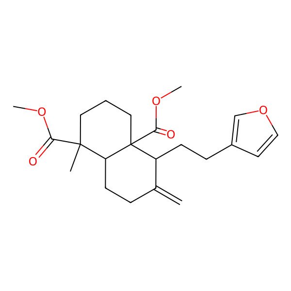 2D Structure of dimethyl (1S,4aS,5S,8aS)-5-[2-(furan-3-yl)ethyl]-1-methyl-6-methylidene-3,4,5,7,8,8a-hexahydro-2H-naphthalene-1,4a-dicarboxylate