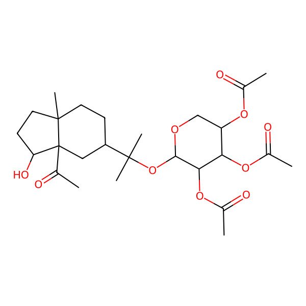 2D Structure of [(3R,4S,5R,6S)-6-[2-[(3R,3aS,5R,7aS)-3a-acetyl-3-hydroxy-7a-methyl-2,3,4,5,6,7-hexahydro-1H-inden-5-yl]propan-2-yloxy]-4,5-diacetyloxyoxan-3-yl] acetate