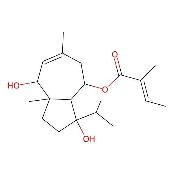 2D Structure of [(3R,3aS,4S,8R,8aS)-3,8-dihydroxy-6,8a-dimethyl-3-propan-2-yl-1,2,3a,4,5,8-hexahydroazulen-4-yl] (Z)-2-methylbut-2-enoate