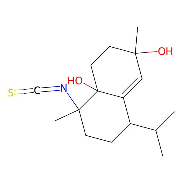 2D Structure of (2R,4aS,5R,8S)-5-isothiocyanato-2,5-dimethyl-8-propan-2-yl-4,6,7,8-tetrahydro-3H-naphthalene-2,4a-diol