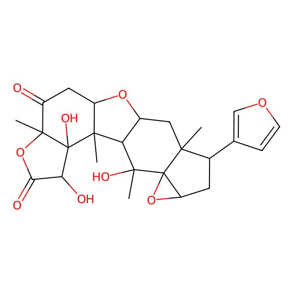 2D Structure of (2S,3R,4R,7R,10S,12R,14S,15S,17R,19S,20R)-15-(furan-3-yl)-3,4,20-trihydroxy-2,7,14,20-tetramethyl-6,11,18-trioxahexacyclo[10.8.0.02,10.03,7.014,19.017,19]icosane-5,8-dione