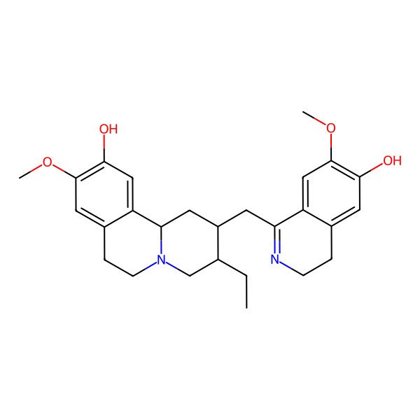 2D Structure of (2R,3R,11bS)-3-ethyl-2-[(6-hydroxy-7-methoxy-3,4-dihydroisoquinolin-1-yl)methyl]-9-methoxy-2,3,4,6,7,11b-hexahydro-1H-benzo[a]quinolizin-10-ol
