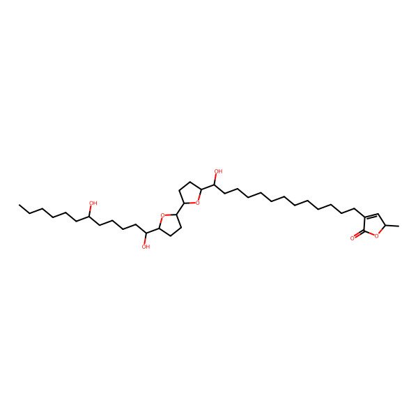 2D Structure of (2R)-4-[(13R)-13-[(2S,5S)-5-[(2S,5S)-5-[(1R,6S)-1,6-dihydroxydodecyl]oxolan-2-yl]oxolan-2-yl]-13-hydroxytridecyl]-2-methyl-2H-furan-5-one