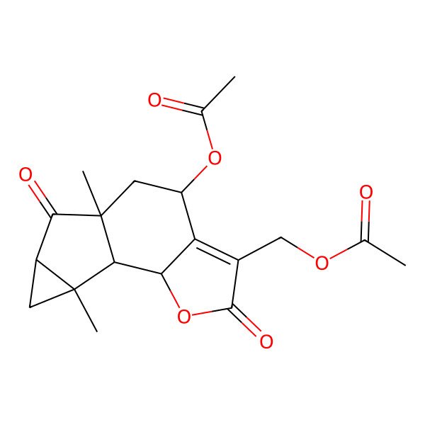 2D Structure of [(1S,2R,7S,9S,11S,13S)-7-acetyloxy-9,13-dimethyl-4,10-dioxo-3-oxatetracyclo[7.4.0.02,6.011,13]tridec-5-en-5-yl]methyl acetate