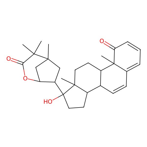 2D Structure of (1R,5R,7S)-7-[(8S,9S,10R,13S,14S,17R)-17-hydroxy-10,13-dimethyl-1-oxo-9,11,12,14,15,16-hexahydro-8H-cyclopenta[a]phenanthren-17-yl]-4,4,5-trimethyl-2-oxabicyclo[3.2.1]octan-3-one