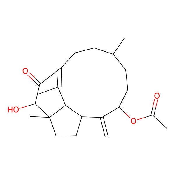 2D Structure of [(1R,3R,6R,11R,12S,15S)-11-hydroxy-6,12,16-trimethyl-2-methylidene-10-oxo-3-tricyclo[7.5.2.012,15]hexadec-9(16)-enyl] acetate