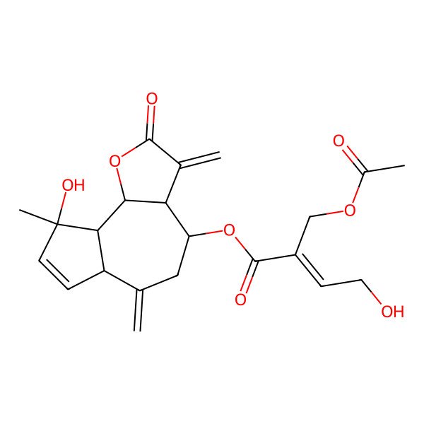 2D Structure of (9-Hydroxy-9-methyl-3,6-dimethylidene-2-oxo-3a,4,5,6a,9a,9b-hexahydroazuleno[4,5-b]furan-4-yl) 2-(acetyloxymethyl)-4-hydroxybut-2-enoate