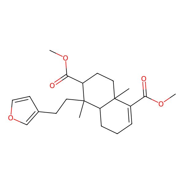 2D Structure of dimethyl (4aS,5S,6S,8aS)-5-[2-(furan-3-yl)ethyl]-5,8a-dimethyl-3,4,4a,6,7,8-hexahydronaphthalene-1,6-dicarboxylate
