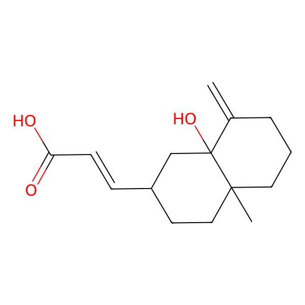2D Structure of (E)-3-[(2R,4aR,8aR)-8a-hydroxy-4a-methyl-8-methylidene-2,3,4,5,6,7-hexahydro-1H-naphthalen-2-yl]prop-2-enoic acid