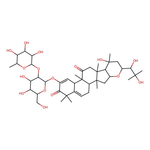 2D Structure of (1S,2S,4R,6R,8S,9R,10R,13R,14R)-16-[(2S,3R,4S,5S,6R)-4,5-dihydroxy-6-(hydroxymethyl)-3-[(2S,3R,4R,5R,6S)-3,4,5-trihydroxy-6-methyloxan-2-yl]oxyoxan-2-yl]oxy-6-(1,2-dihydroxy-2-methylpropyl)-8-hydroxy-2,8,10,13,18,18-hexamethyl-5-oxapentacyclo[11.8.0.02,10.04,9.014,19]henicosa-15,19-diene-12,17-dione