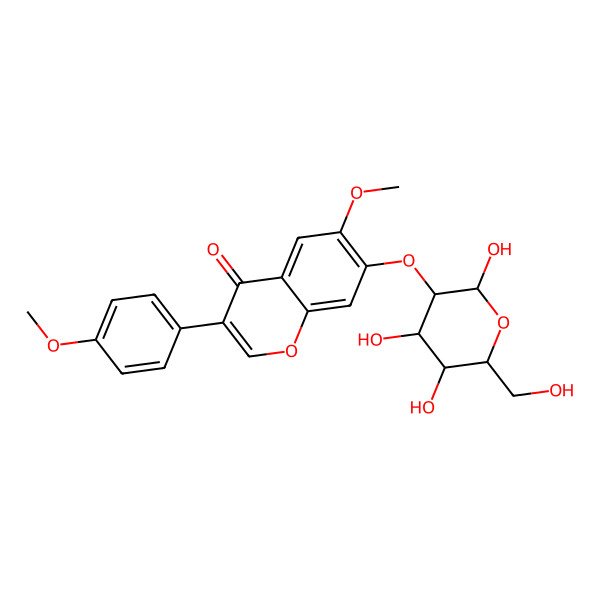 2D Structure of 6-methoxy-3-(4-methoxyphenyl)-7-[(2R,3R,4S,5S,6R)-2,4,5-trihydroxy-6-(hydroxymethyl)oxan-3-yl]oxychromen-4-one