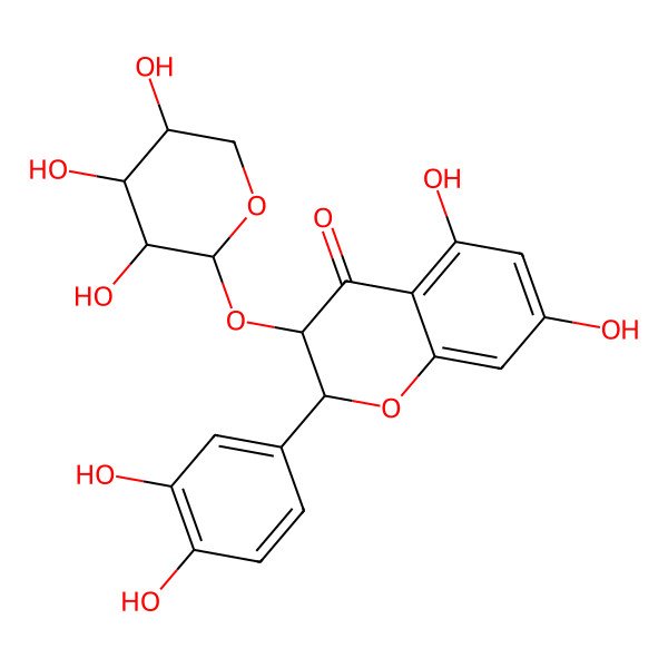 2D Structure of (2S,3R)-2-(3,4-dihydroxyphenyl)-5,7-dihydroxy-3-[(2S,3R,4S,5R)-3,4,5-trihydroxyoxan-2-yl]oxy-2,3-dihydrochromen-4-one